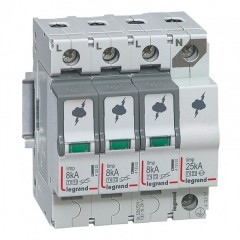 Разрядник Legrand 3P+N тип Т1+Т2 Imax 8 кА 255-320В 4 модуля