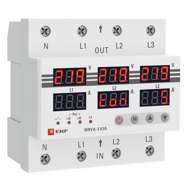 Отзывы Трехфазное реле напряжения и тока с дисп. MRVA-3 63A питание 80-400В 50Гц EKF
