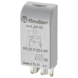 Модули индикации и защиты Finder зеленый светодиод + диод (стандартная полярность), 6-24VDC