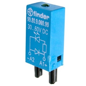 Обзор Модуль индикации и защиты Finder зеленый LED + диод (+ A1); 28...60В DC