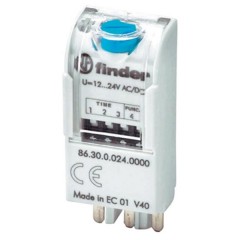 Таймерный модуль 2-функциональный (AI,DI) Finder для реле,в розетку питание 12-24В AC/DC 0,05c-100ч