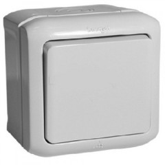 Выключатель кнопочный IP44 Legrand Quteo серый