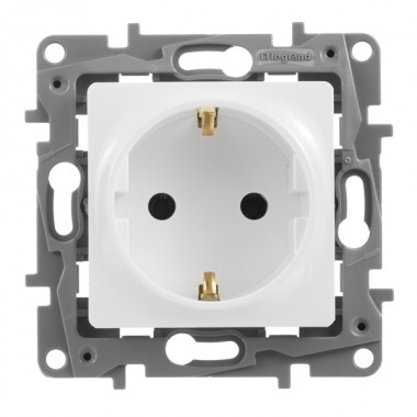 Купить Розетка Legrand Etika с заземлением, винтовой зажим, белая