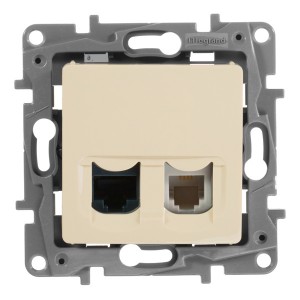 Обзор Розетка телефон+компьютер Legrand Etika RJ11+RJ45 Cat5 UTP, слоновая кость