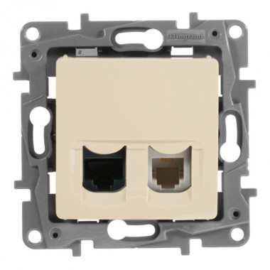 Обзор Розетка телефон+компьютер Legrand Etika RJ11+RJ45 Cat5 UTP, слоновая кость