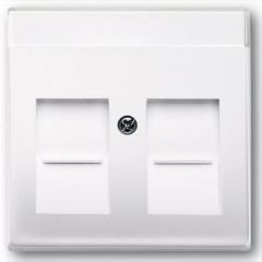 Накладка для двойных розеток 2хRJ11, 2хRJ45 ABB Basic 55 с полем для надписи альпийский белый (1800-