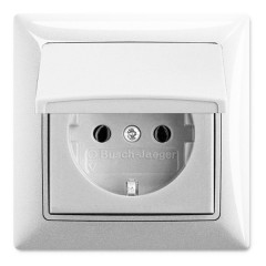 Розетка с заземлением IP44 ABB Basic 55 в сборе альпийский белый с рамкой (20 EUCKD-94-50)