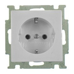 Розетка с заземлением ABB Basic 55 с защитными шторками цвет белый шале (20 EUCKS-96-50)