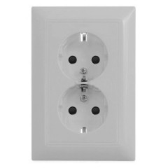 Розетка двойная с заземлением ABB Basic 55 цвет белый шале (20-02 EUJ-96-5)