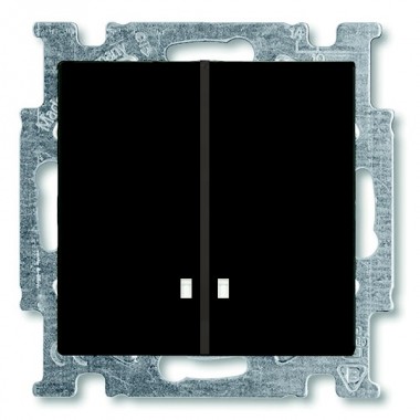 Купить Выключатель двухклавишный с подсветкой ABB Basic 55 цвет черный (2006/5 UCGL-95)