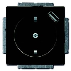 Розетка с зарядным устройством USB 700 мА ABB Basic 55 цвет черный (20 EUCBUSB-95)