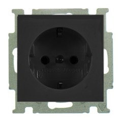 Розетка с заземлением ABB Basic 55 с защитными шторками цвет черный (20 EUCKS-95-50)
