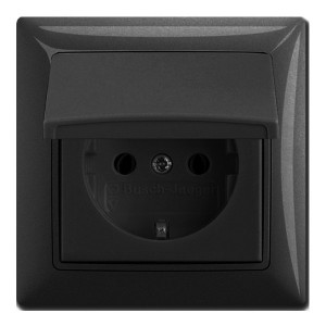 Купить Розетка с заземлением IP44 ABB Basic 55 в сборе цвет черный с рамкой (20 EUCKD-95-50)