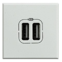 Розетка USB для зарядки мобильных устройств 2х1100мА / 1х2400мА 2 модуля Axolute Белый