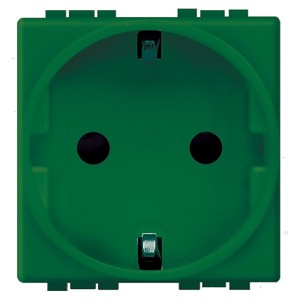 Розетка 2К+З модуля со шторками винтовые клеммы  LivingLight Зеленый