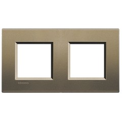 Рамка прямоугольная, 2 поста LivingLight Коричневый шелк