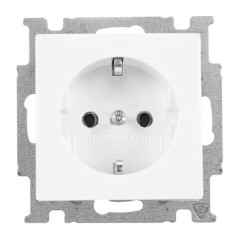 Розетка  с заземлением ABB Basic 55 с защитными шторками альпийский белый (20 EUCKS-94)