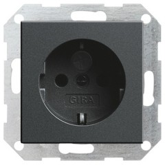 Розетка с/з с защитными шторками Gira System 55 Антрацит