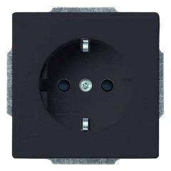 Розетка 2P+E 16А 250В автозажим с защитными шторками ABB антрацит (20 EUCKS-81)