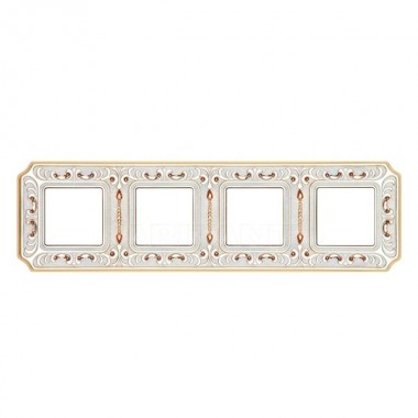 Купить Рамка 4-ная Fede Siena Crystal De Luxe Palace, gold white patina