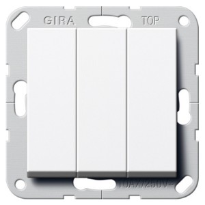Отзывы Выключатель/переключатель трехклавишный Gira System 55 белый глянцевый