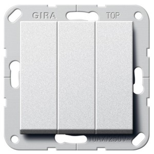 Отзывы Выключатель/переключатель трехклавишный Gira System 55 алюминий