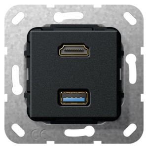 Купить Разъем HDMI+USB 3.0 A Gira черный матовый