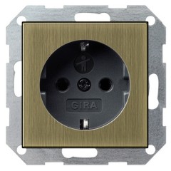 Розетка с/з с защитными шторками Gira System 55 Бронза/Черный
