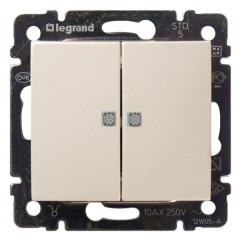 Переключатель двухклавишный Legrand Valena с подсветкой слоновая кость