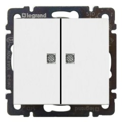 Переключатель двухклавишный Legrand Valena с подсветкой белый