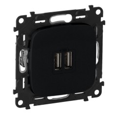Зарядное устройство с двумя USB-разъемами тип А-А 2400мА с накладкой Legrand Allure антрацит