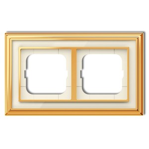 Рамка 2-постовая АВВ Династия, Латунь полированная/белое стекло (1722-838-500)