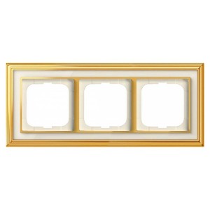Купить Рамка 3-постовая АВВ Династия, Латунь полированная/белое стекло (1723-838-500)