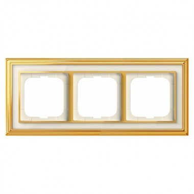 Купить Рамка 3-постовая АВВ Династия, Латунь полированная/белое стекло (1723-838-500)