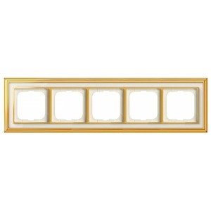 Купить Рамка 5-постовая АВВ Династия, Латунь полированная/белое стекло (1725-838-500)