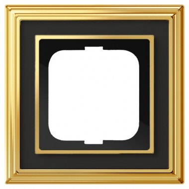 Обзор Рамка 1-постовая АВВ Династия, Латунь полированная/черное стекло (1721-835-500)
