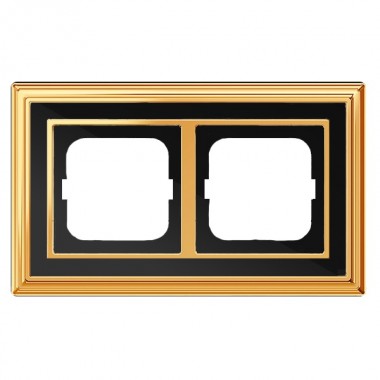 Купить Рамка 2-постовая АВВ Династия, Латунь полированная/черное стекло (1722-835-500)