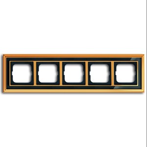 Рамка 5-постовая АВВ Династия, Латунь полированная/черное стекло (1725-835-500)