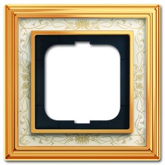 Рамка 1-постовая АВВ Династия, Латунь полированная/белая роспись (1721-836-500)