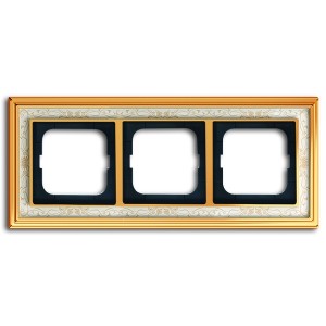 Рамка 3-постовая АВВ Династия, Латунь полированная/белая роспись (1723-836-500)