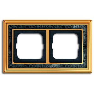 Рамка 2-постовая АВВ Династия, Латунь полированная/черная роспись (1722-833-500)