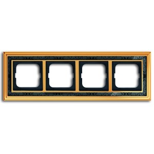Рамка 4-постовая АВВ Династия, Латунь полированная/черная роспись (1724-833-500)