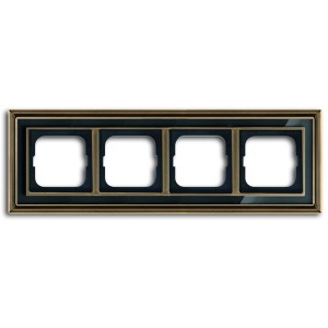 Рамка 4-постовая АВВ Династия, Латунь античная/черное стекло (1724-845-500)