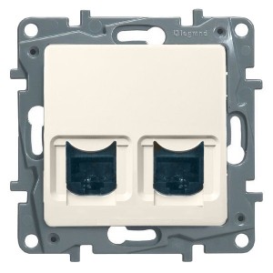 Розетка компьютерная двойная Legrand Etika 2xRJ45 кат. 6e UTP, слоновая кость