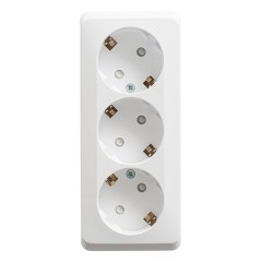 Розетка тройная с/з со шторками Этюд белая [уп 9шт]