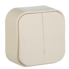 Переключатель двухклавишный Legrand Quteo слоновая кость [уп 20шт] (бежевый)