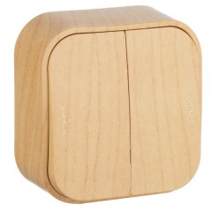 Переключатель двухклавишный Legrand Quteo дерево [уп 20шт]