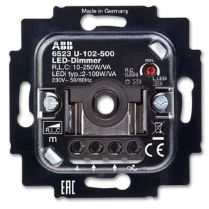 Обзор Светорегулятор LED ABB поворотный, 2-100 Вт/ВА (6523 U-102-500)