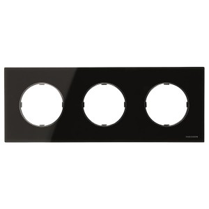 Рамка 3 поста   АВВ SKY Moon, стекло чёрное (8673 CN)