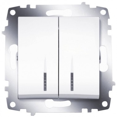 Обзор Выключатель двухклавишный с подсветкой ABB Cosmo белый